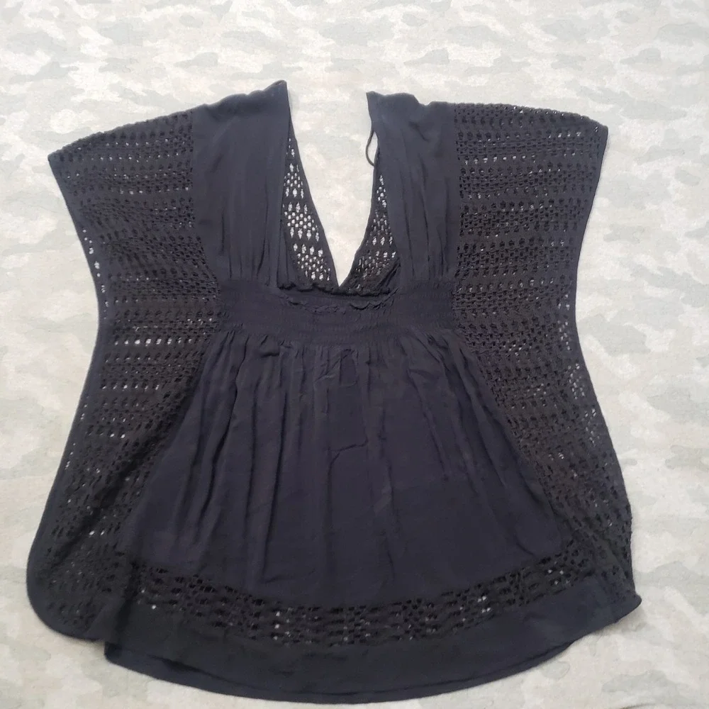 Abercrombie and Fitch Crochet Womens XS/S Black Sleeveless Beach Cover Up
